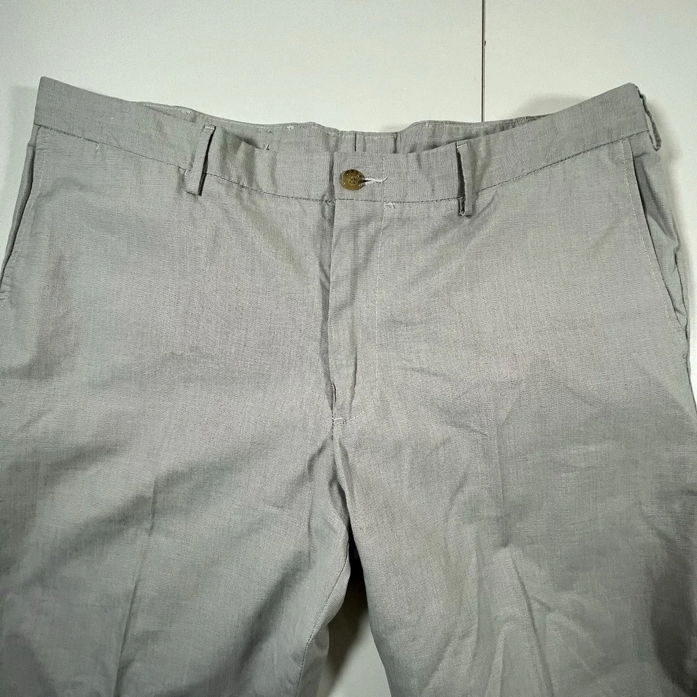 Bills Khakis M3 Mens 38 Trim Fit Micro Check Pants Gray Flat Front Cuffed USA